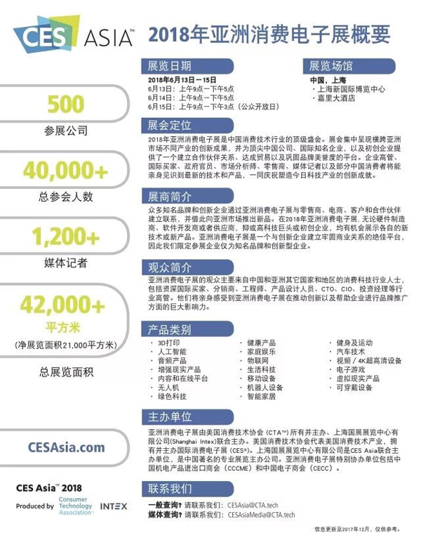 2018 CES亚洲消费电子展概要